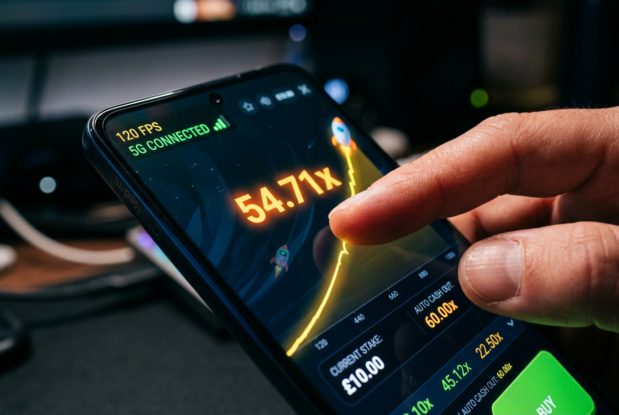 Wizualizacja wydajności gry mobilnej na smartfonie.